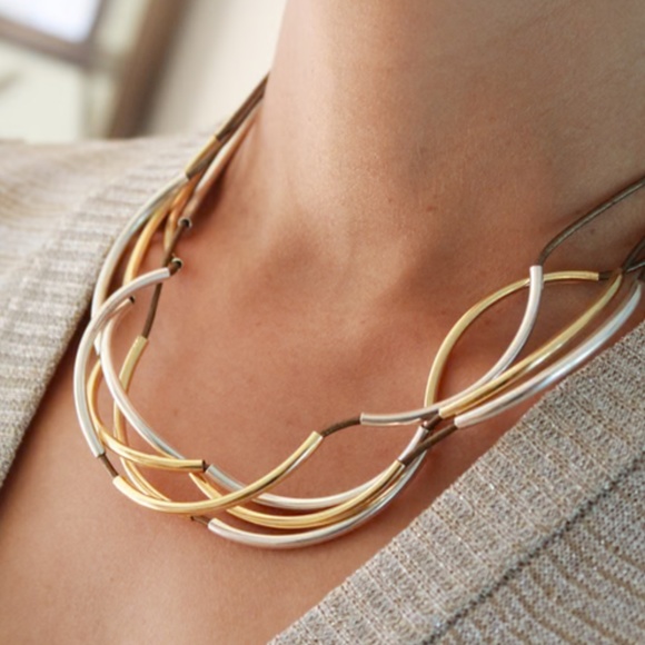 Lizzy James Metallic Teal Classic 4 Strand Gold & Silver Wrap Bracelet - Picture 2 of 8